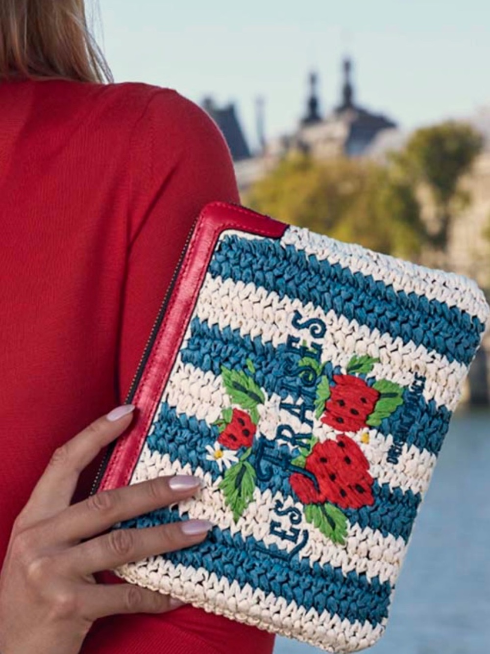 Patricia Nash Les FRAISES strawberry Wristlet clutch NWT - Picture 7 of 16